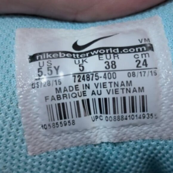 Nike Air Max 90 Frozen 724875-400 Sz 5.5Y Youth Used Elsa Snowflake Blue Green - Picture 5 of 7